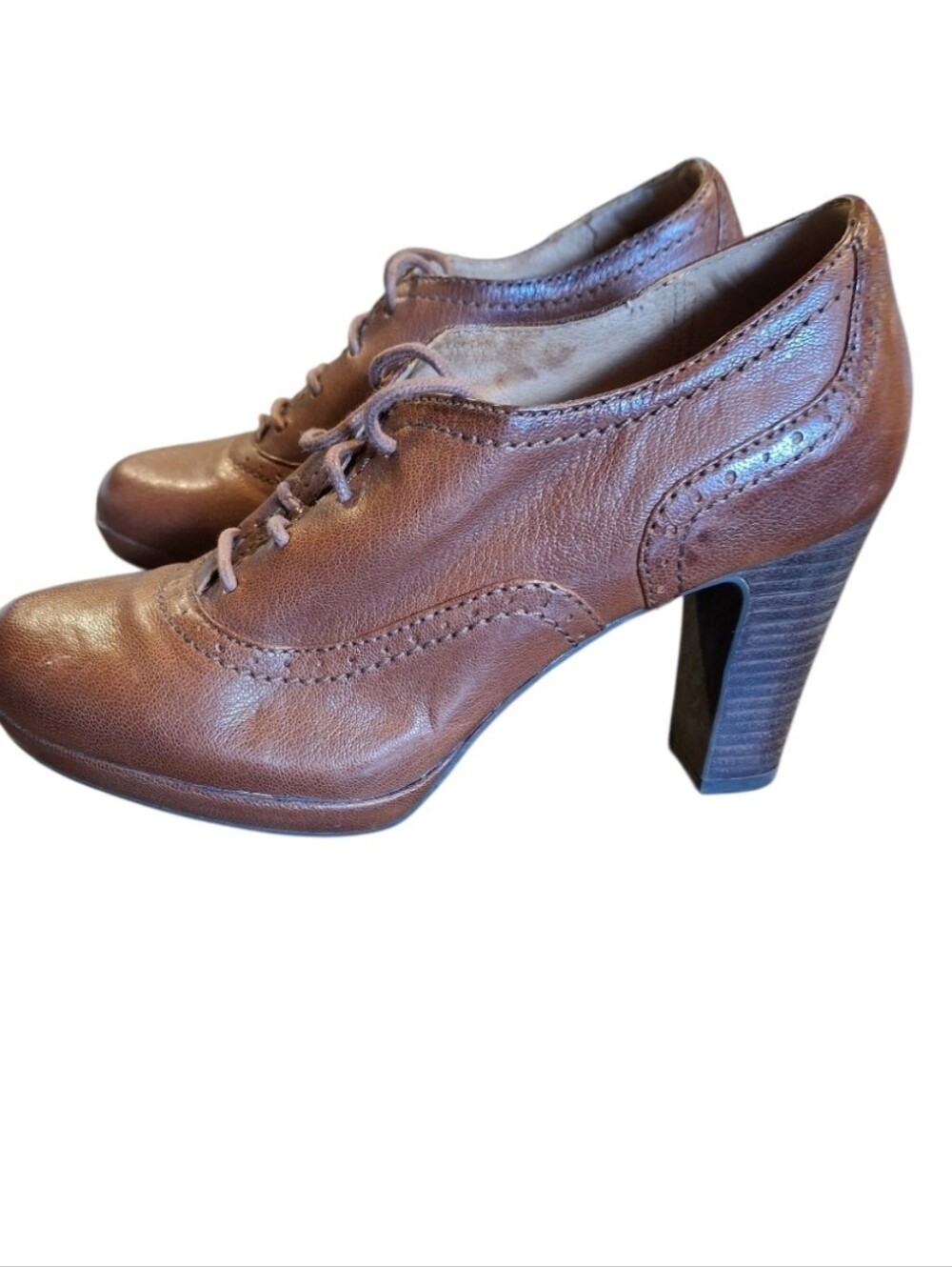 Clarks Indigo Leather Booties – Women’s Size 7 Brown Block HeelClassic